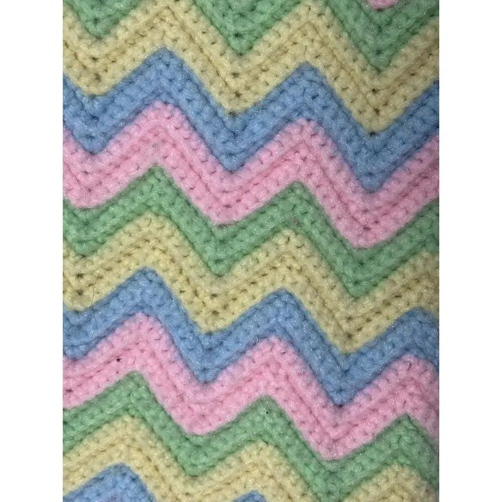 Afghan Chevron Handmade Throw Blanket Crochet Knit Lap Baby 40x40 Boho Cottage